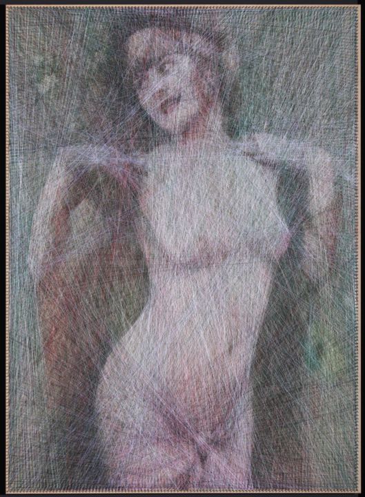 Schilderij getiteld "Pretty Woman (Algor…" door Ani & Andrew Abakumovs, Origineel Kunstwerk, Draad Gemonteerd op Houten pane…