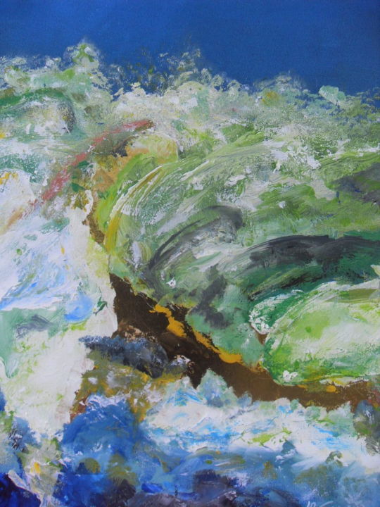 Malerei mit dem Titel "LA VAGUE D'OR" von Jean-Marc Gayraud, Original-Kunstwerk, Acryl Auf Keilrahmen aus Holz montiert