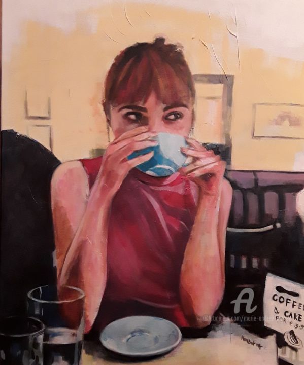 Peinture intitulée "Breakfast - Mon Aut…" par Marie Andrée Hembert, Œuvre d'art originale, Acrylique Monté sur Châssis en bo…