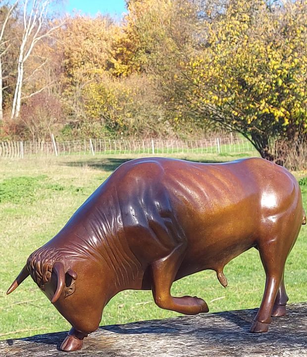 "TAUREAU" başlıklı Heykel Coudrain-Sculpteur tarafından, Orijinal sanat, Bronz