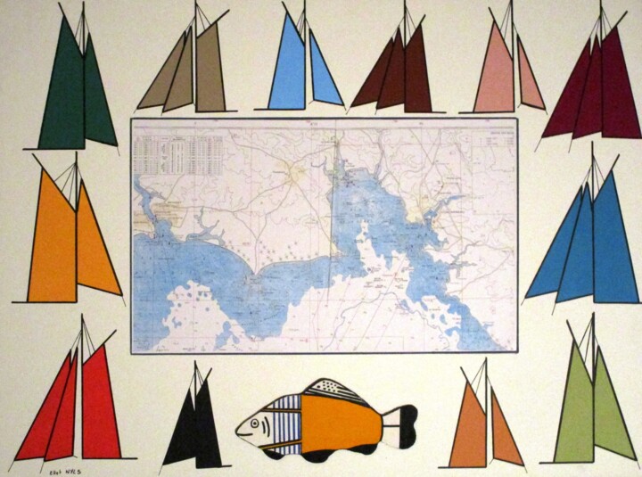 Painting titled "Le poisson breton e…" by Nyls Eliot, Original Artwork, Acrylic