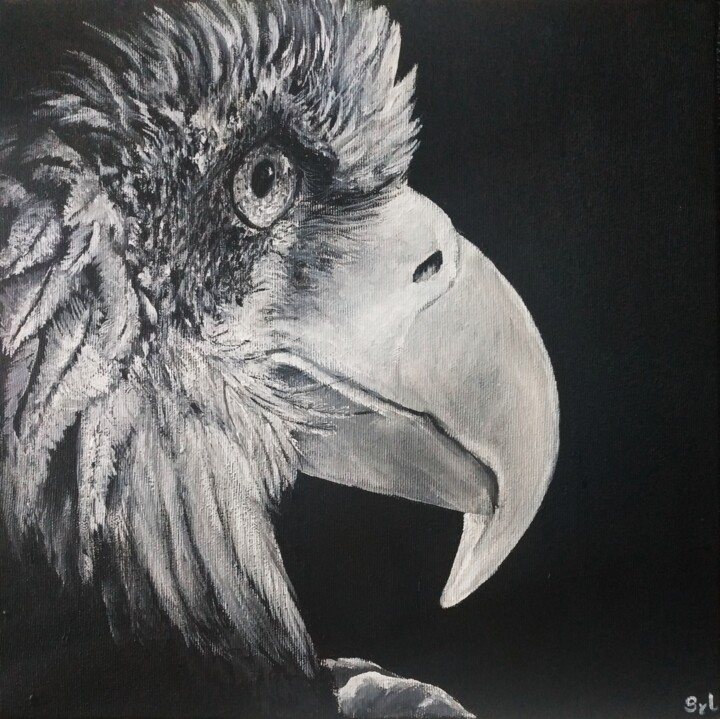 Peinture intitulée "Pygargue" par Sylvie Lescan, Œuvre d'art originale, Acrylique Monté sur Châssis en bois