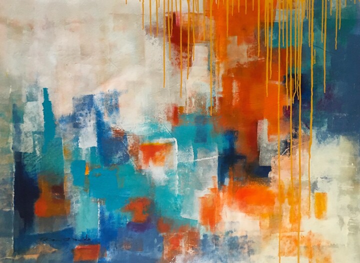 Painting titled "Larmes de joie" by Dam Domido, Original Artwork, Acrylic
