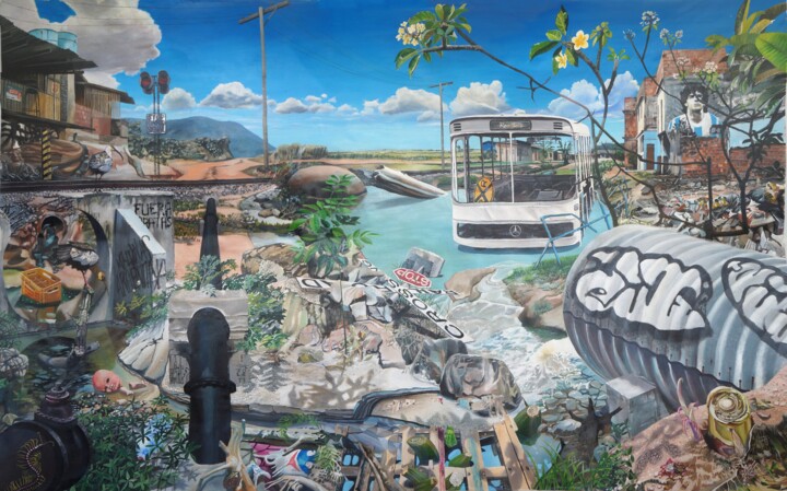 Peinture intitulée "Crossroads" par Leandro Cunha, Œuvre d'art originale, Acrylique