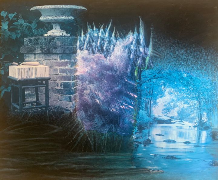 Κολάζ με τίτλο "De la coupe à l’eau" από Anne Vidal, Αυθεντικά έργα τέχνης, Κολάζ