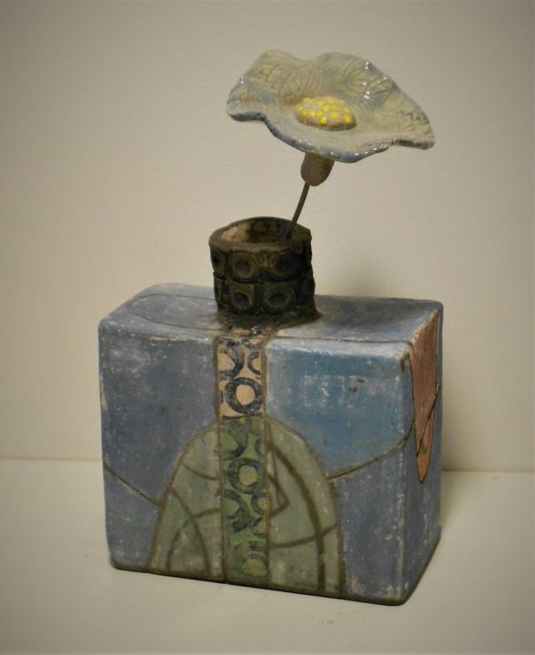 Vase raku nu bleu 设计, 6.3x5.1 in