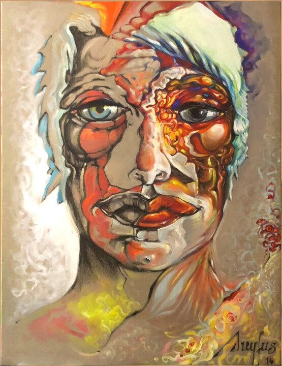 Peinture intitulée "" Le Sang des Lauri…" par Grégory Dreyfus, Œuvre d'art originale, Tempera Monté sur Châssis en bois