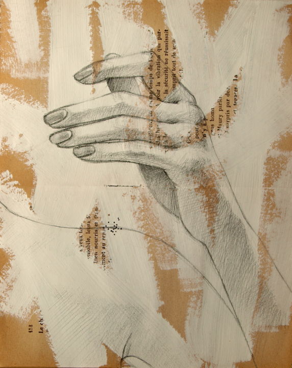 Drawing titled "Grâce" by Yan Vita, Original Artwork, Pencil