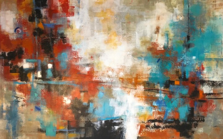 Painting titled "Abstraction 190 442" by Dam Domido, Original Artwork, Acrylic