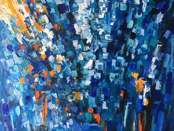 Painting titled "Larmes de sang" by Dam Domido, Original Artwork, Oil Mounted on Wood Stretcher frame