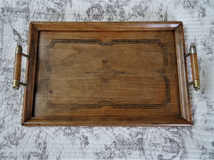 Design intitulée "Plateau de service,…" par Lin-Et-Patine, Œuvre d'art originale, Art de la table