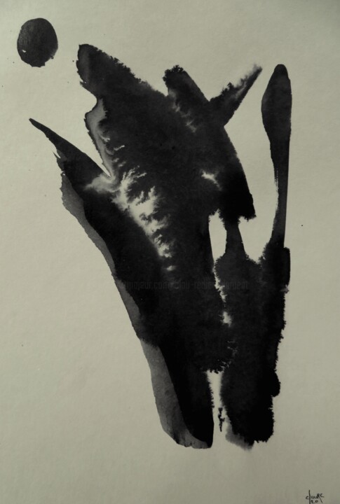 Peinture intitulée "Elan - scène expres…" par Clau Redier-Clément, Œuvre d'art originale, Encre