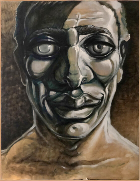 Peinture intitulée "" L'Oreille Déchiré…" par Grégory Dreyfus, Œuvre d'art originale, Huile Monté sur Châssis en bois