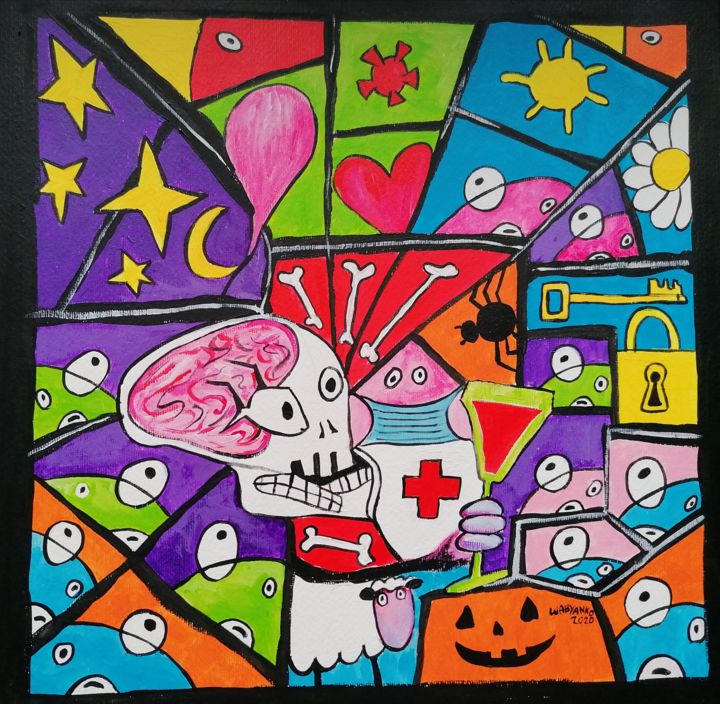 Halloween Lockdown 绘画, 15.8x15.8 in