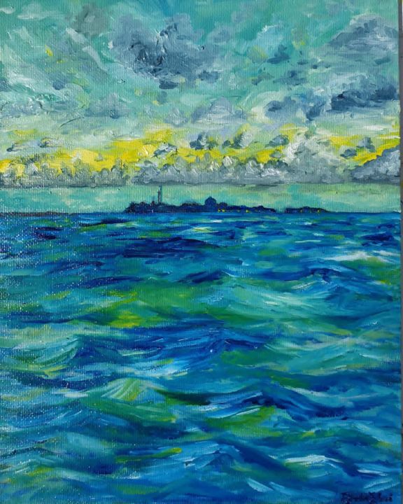 Painting titled "Afrique II - Sunshi…" by Fatima Yg, Original Artwork, Oil