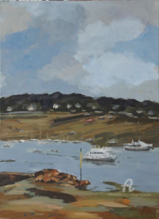 Peinture intitulée "Ploumanac'h Perros-…" par Chéker, Œuvre d'art originale, Huile Monté sur Châssis en bois