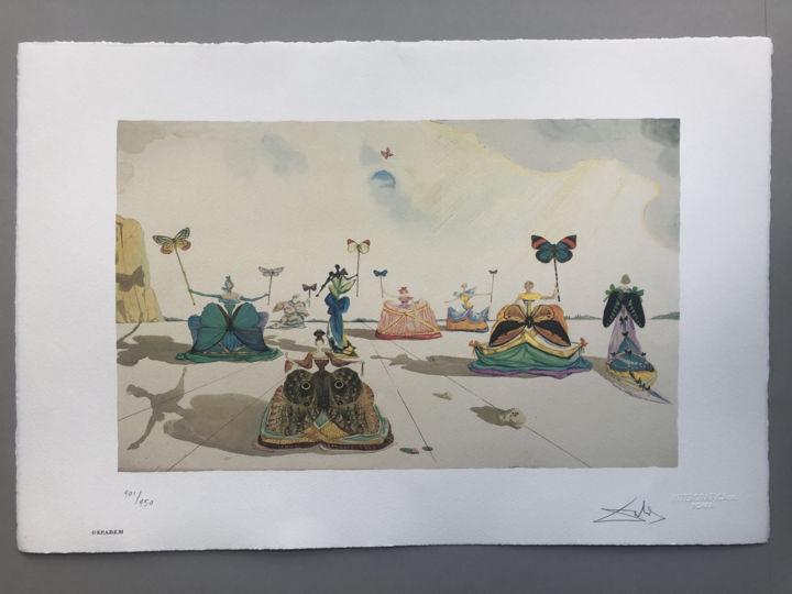 Salvador Dalì - Le donne e le farfalle INTERGRAFICA 38X56 印花与版画, 15x22.1 in