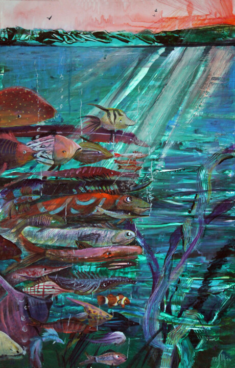 What fish in the ocean swimming faster than all? 绘画, 24.4x15.8 in