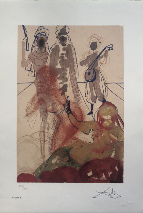 Salvador Dalì - Il sultano INTERGRAFICA SRL 56X38 印花与版画, 22.1x15 in