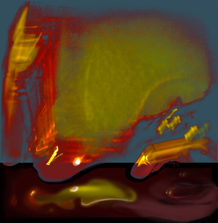 Peinture intitulée "" Trouée de nuit 2…" par Grégory Dreyfus, Œuvre d'art originale, Peinture numérique
