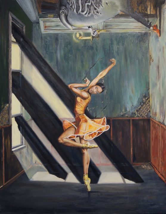 nightmare comes 绘画, 35.4x27.6 in