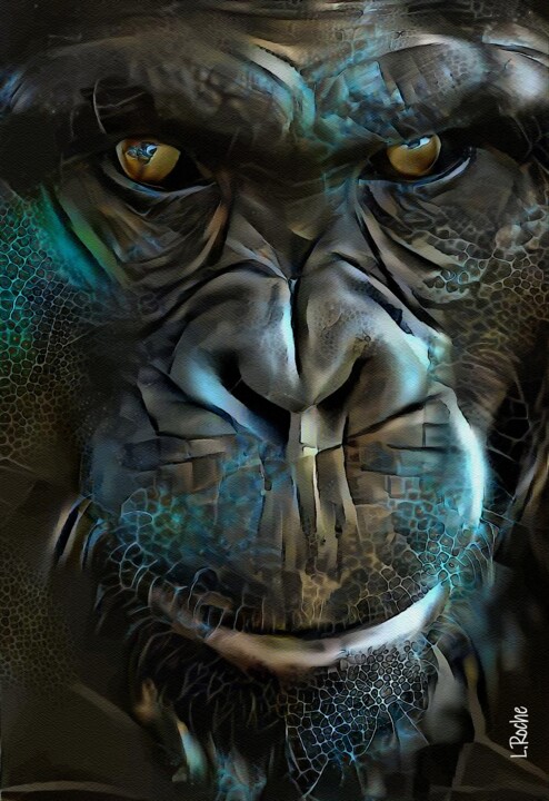 Artes digitais intitulada "Markos, Monkey" por L.Roche, Obras de arte originais, Acrílico