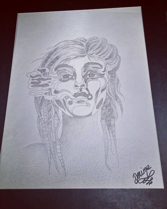 Drawing titled "Une dernière bouffée" by Les Couleurs De Dorine, Original Artwork, Ink
