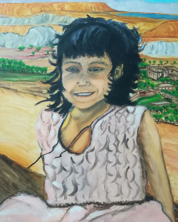 Bambina del deserto 绘画, 11.8x9.8 in
