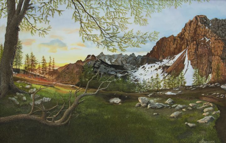 In the mountains 绘画, 23.6x35.4 in