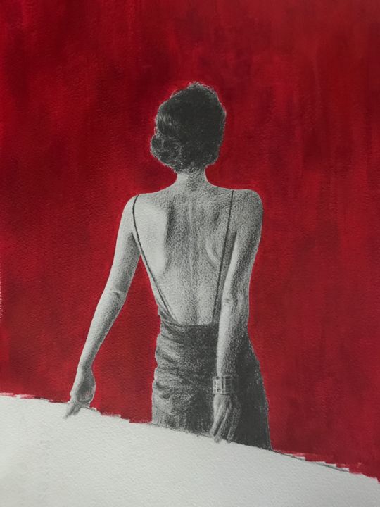 Drawing titled "Atonement" by Nastya G., Original Artwork, Pencil Mounted on Cardboard