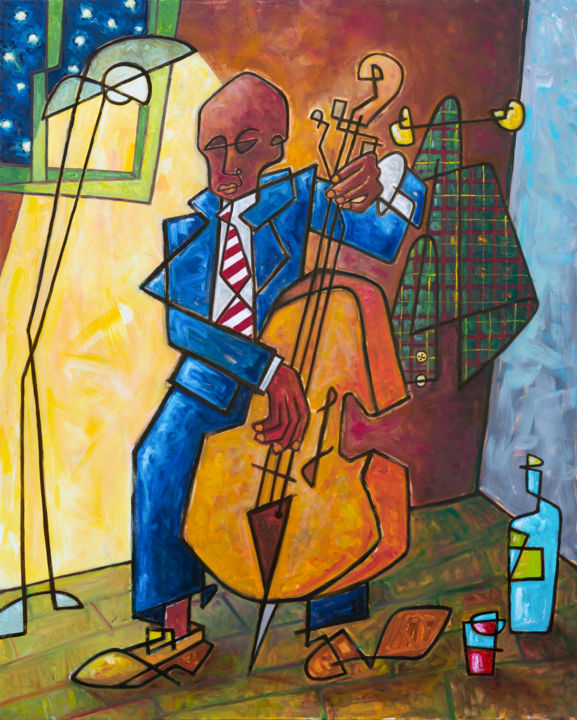 Suonatore di contrabbasso 绘画, 59.1x47.2 in