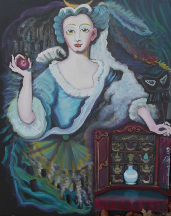 Déesse de l'Eau primordiale Grande Gardienne des poisons 绘画, 36.6x28.7 in