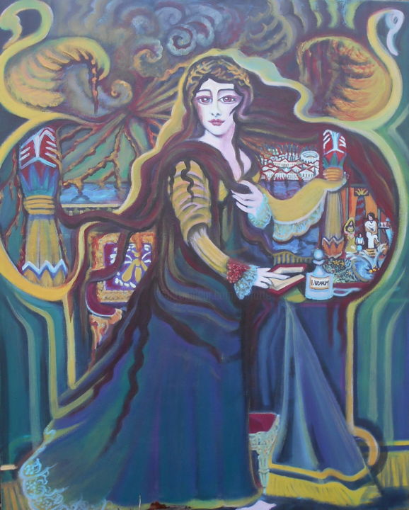 Déesse du feu , Grande Gardienne de l'Art Renouvelé 绘画, 36.6x28.7 in