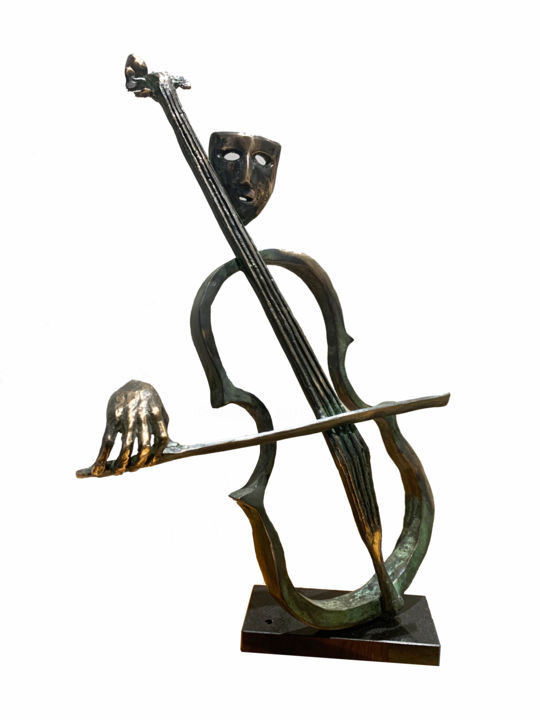 Cellist 雕塑, 20.5x11.8 in