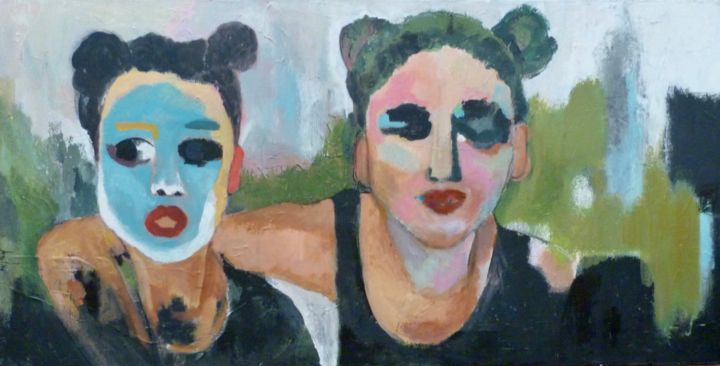 Peinture intitulée "les coussines" par Martine Flory, Œuvre d'art originale, Acrylique