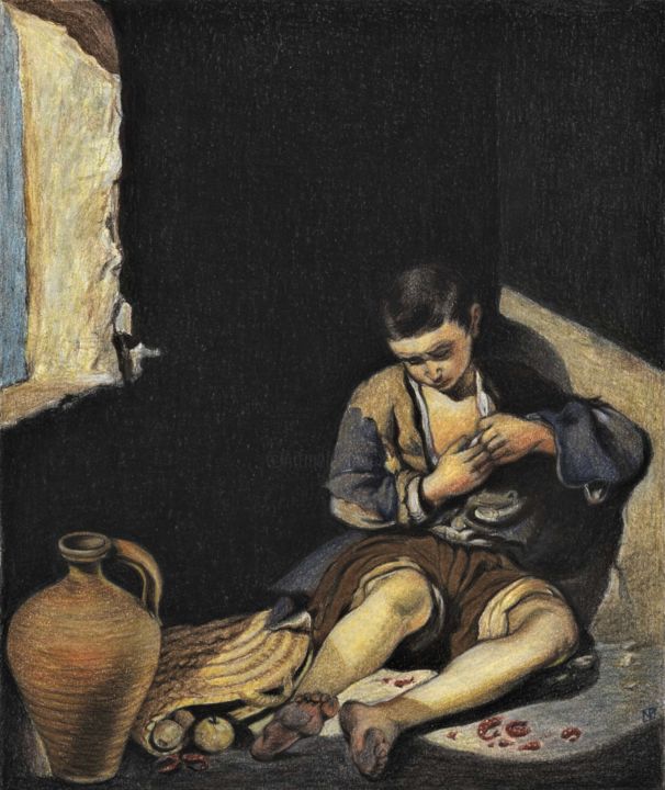 THE YOUNG BEGGAR Study after Murillo 图画, 11x9.3 in
