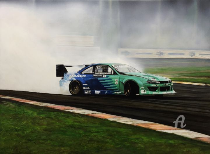 James Deane Drift Car 绘画, 20.5x27.6 in