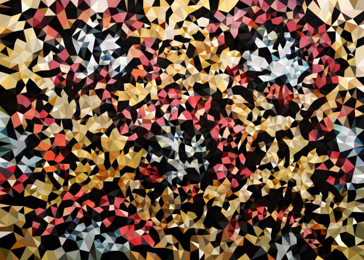 Digital Arts titled "Floral Gold Geometr…" by Robertp Art, Original Artwork, 2D Digital Work
