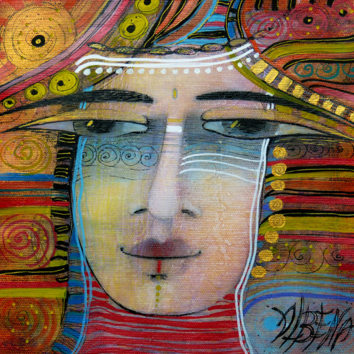Peinture intitulée "Le regard" par Albena Vatcheva, Œuvre d'art originale, Huile Monté sur Châssis en bois
