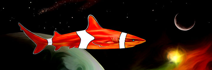 Requin Cassiopée 数字艺术, 18.9x56.7 in