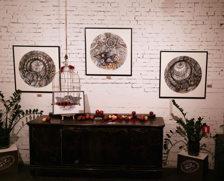 图画 标题为“Birds&berries. Trip…” 由Maria Susarenko, 原创艺术品, 圆珠笔
