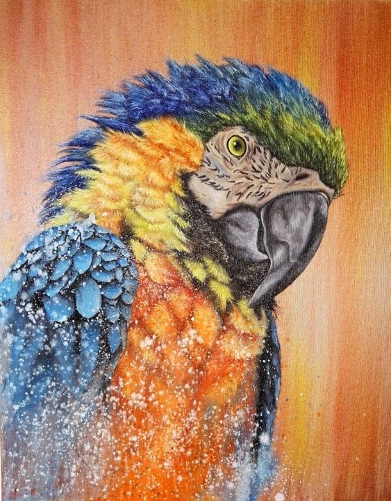 peinture animalière série 2020 le perroquet 绘画, 19.7x15.8 in