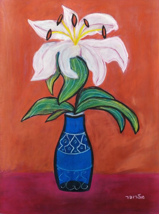 Drawing titled "still life with lil…" by Janna Shulrufer, Original Artwork, Pastel