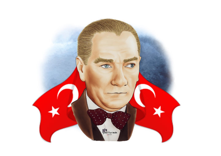 Цифровое искусство под названием "Atatür 23 nisan" - Adem Matır, Подлинное произведение искусства, Цифровая живопись