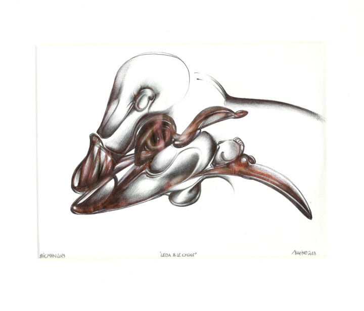 " LEDA et le Cygne " - Série BICMAN2019 图画, 5.9x7.9 in