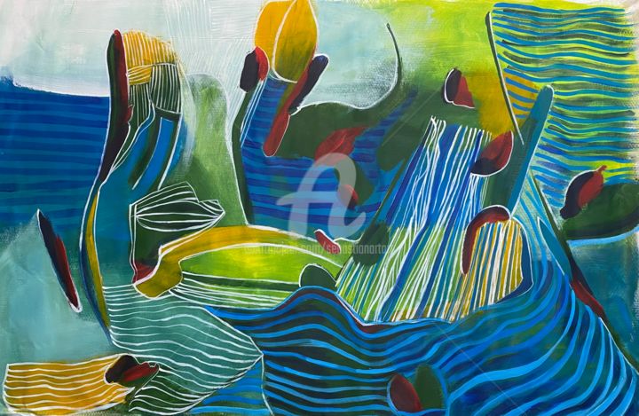 Malerei mit dem Titel "Früchte" von Sebastian Olivier Burckhardt, Original-Kunstwerk, Acryl