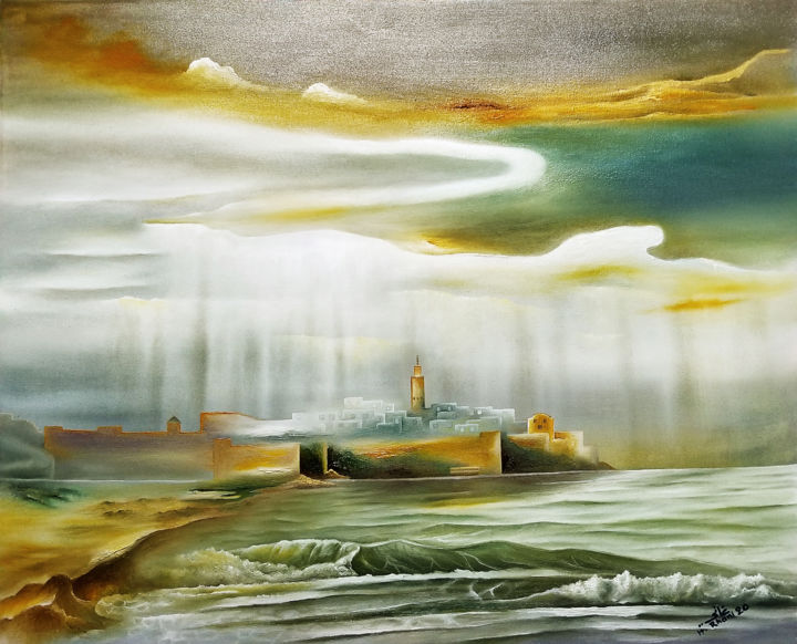 Oudaya rabat maroc par hamza rhani 绘画, 27.6x31.5 in