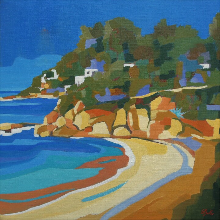 Peinture intitulée "Antibes, la baie de…" par Jean-Noël Le Junter, Œuvre d'art originale, Huile Monté sur Châssis en bois