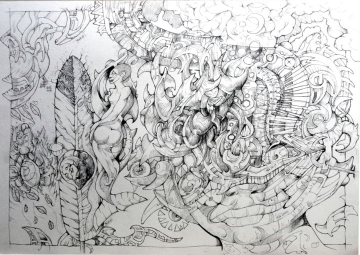 " Marche à l'envers l'indien " 图画, 29.5x41.7 in