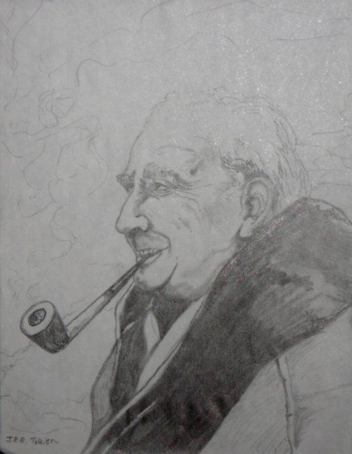 Drawing titled "j.r.r. tolkien" by Justin Singh, Original Artwork